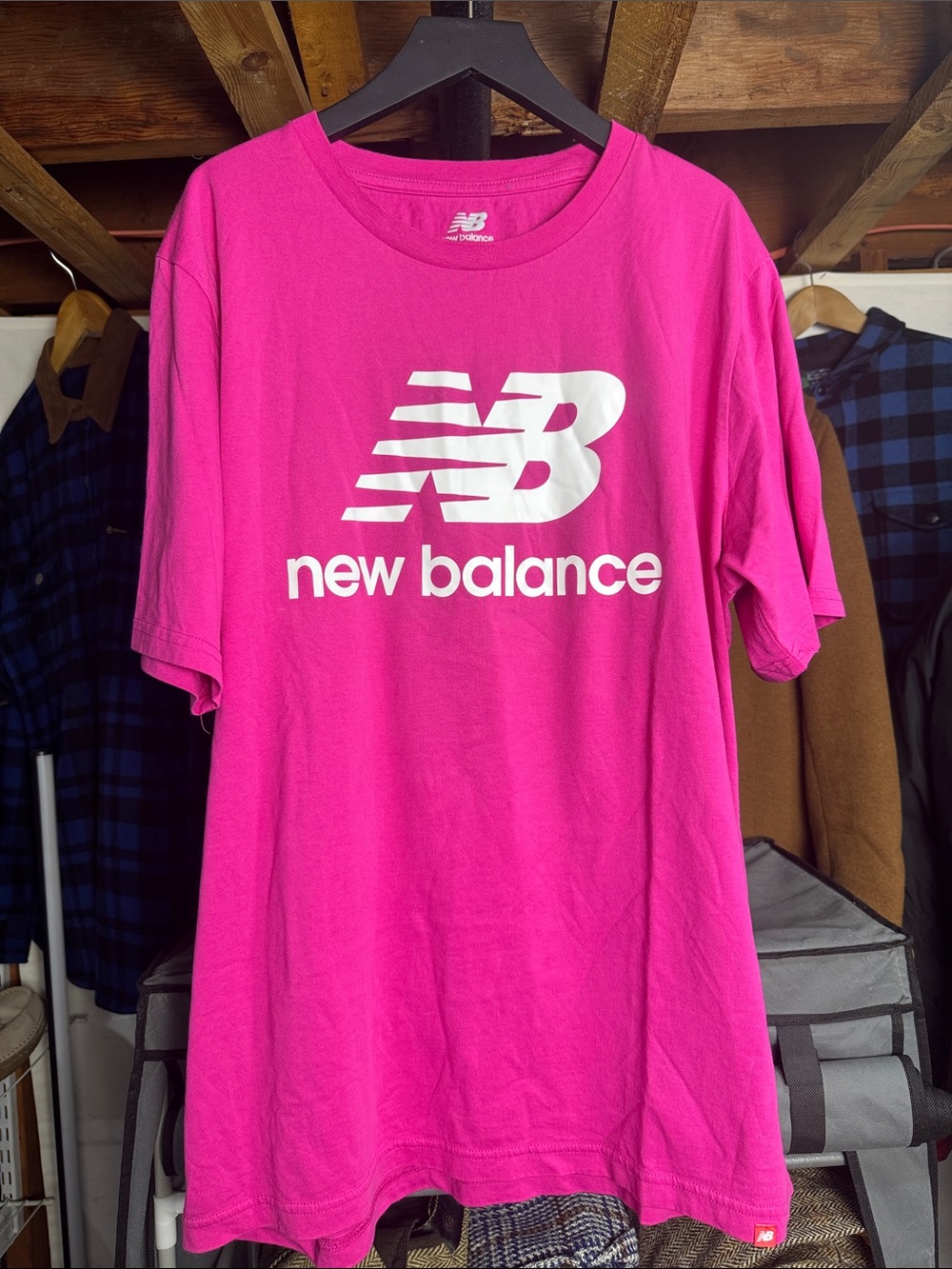 New Balance Bright Pink Logo Short Sleeve Tee